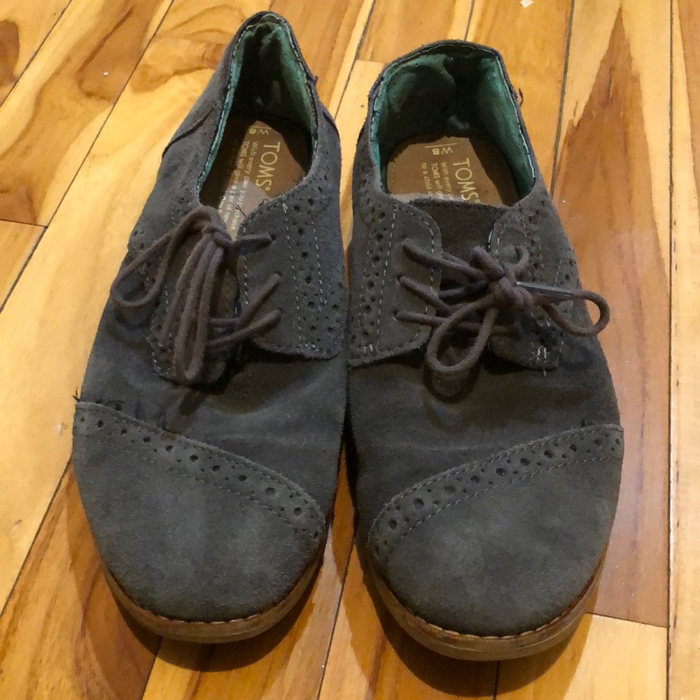 Toms dusty blue Oxford suede shoes. Size 8.